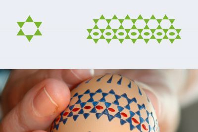 Wabenmuster auf sorbischem Osterei Bienenzelle und Wabenmuster