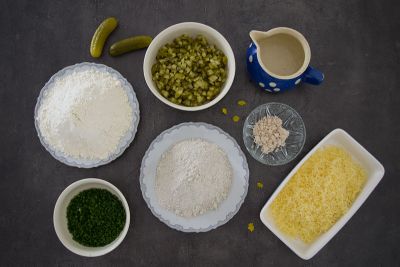 abgewogene Zutaten abgewogene und geschnippelte Zutaten