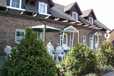 Pension im Spreewald Terrasse an der Pension in Schmogrow