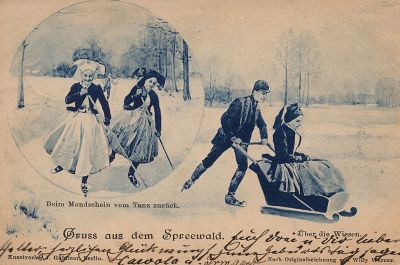 alte Postkarte "Fahrt über die Wiesen" alte Postkarte "Fahrt über die Wiesen"